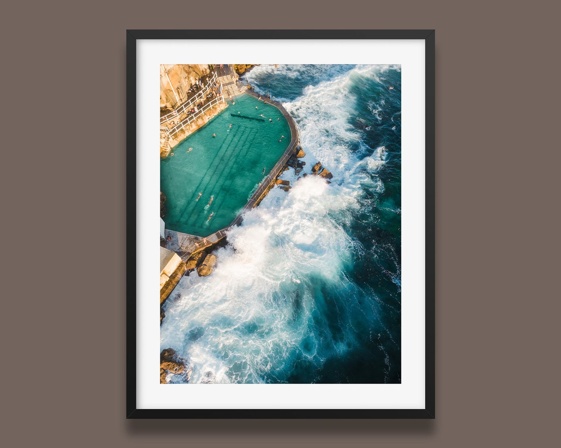 Bronte Beach Rock Pool Aerial Ocean Waves Sydney Photography Poster