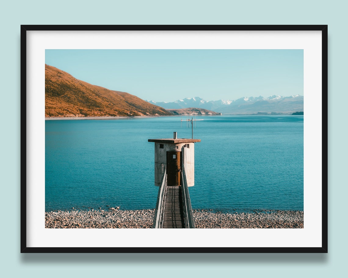 Lake Tekapo Overlook Print New Zealand Print Snowy Mountains Wall Art Print Blue Lake Poster Original Photography From New Zealand