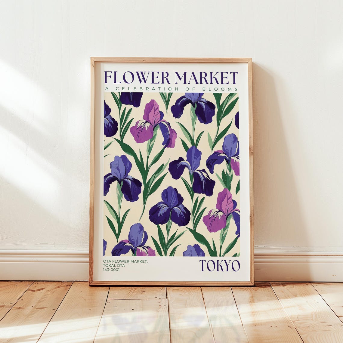 Tokyo Flower Market Print Purple Iris Modern Japanese Art