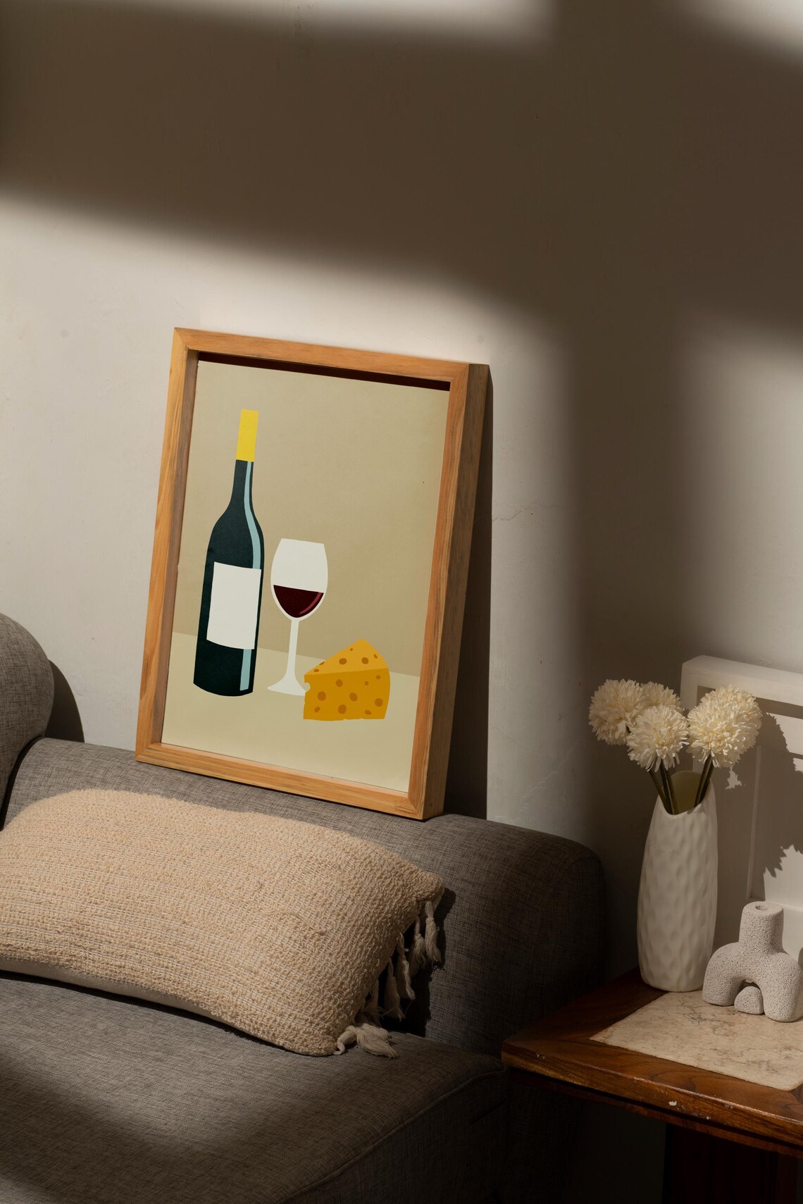 Wine And Cheese Kitchen Art Print, Minimalist Food - Image 2