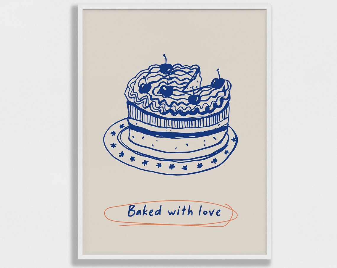 Dessert Cake, Modern Style Kitchen Decor Art Print