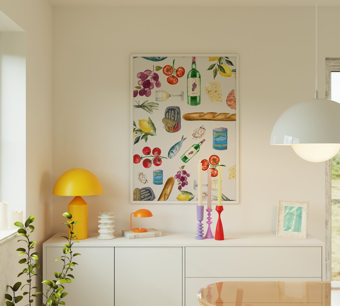 Trendy Girl Dinner Retro Kitchen Art Print - Image 2