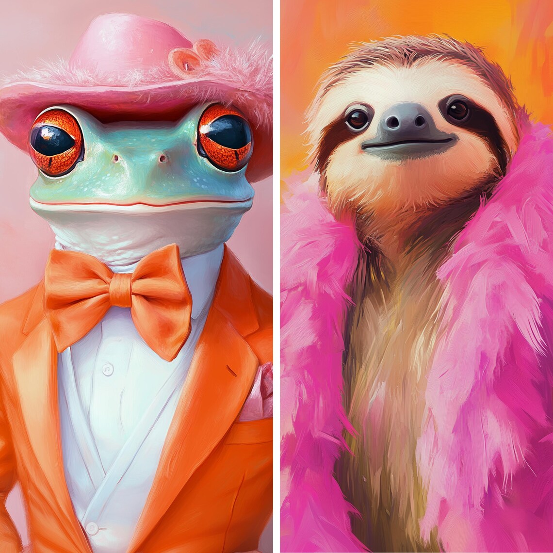 Colorful Animal Fashion Portraits, Maximalist Art Print - Image 3