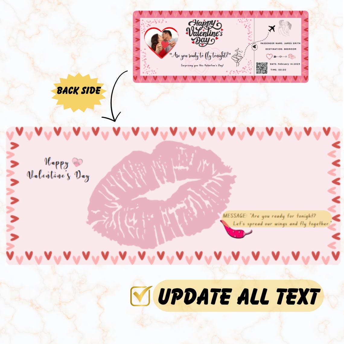 Hot Valentine Ticket Editable Digital Couple Gift Love Poster - Image 2
