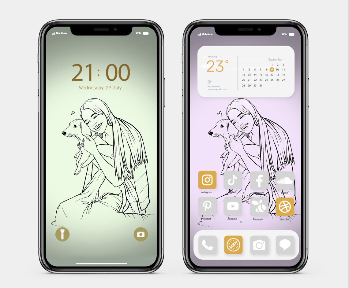 Custom Pet Lovers Portrait, Minimal Line Drawing Print - Image 2