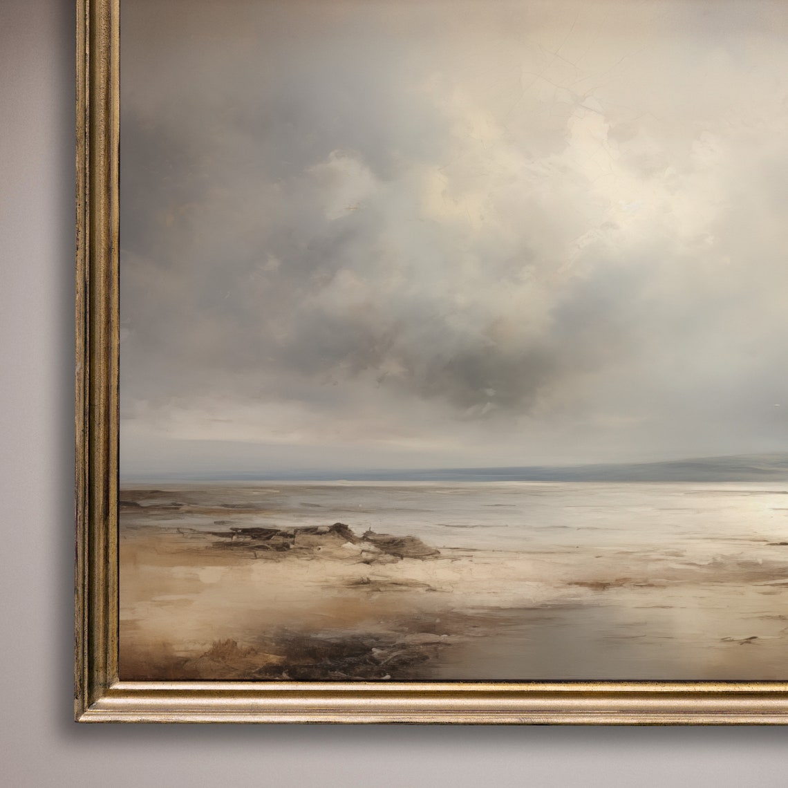 Misty Coastal Shoreline Under Stormy Sky Vintage Style Seascape Poster - Image 8
