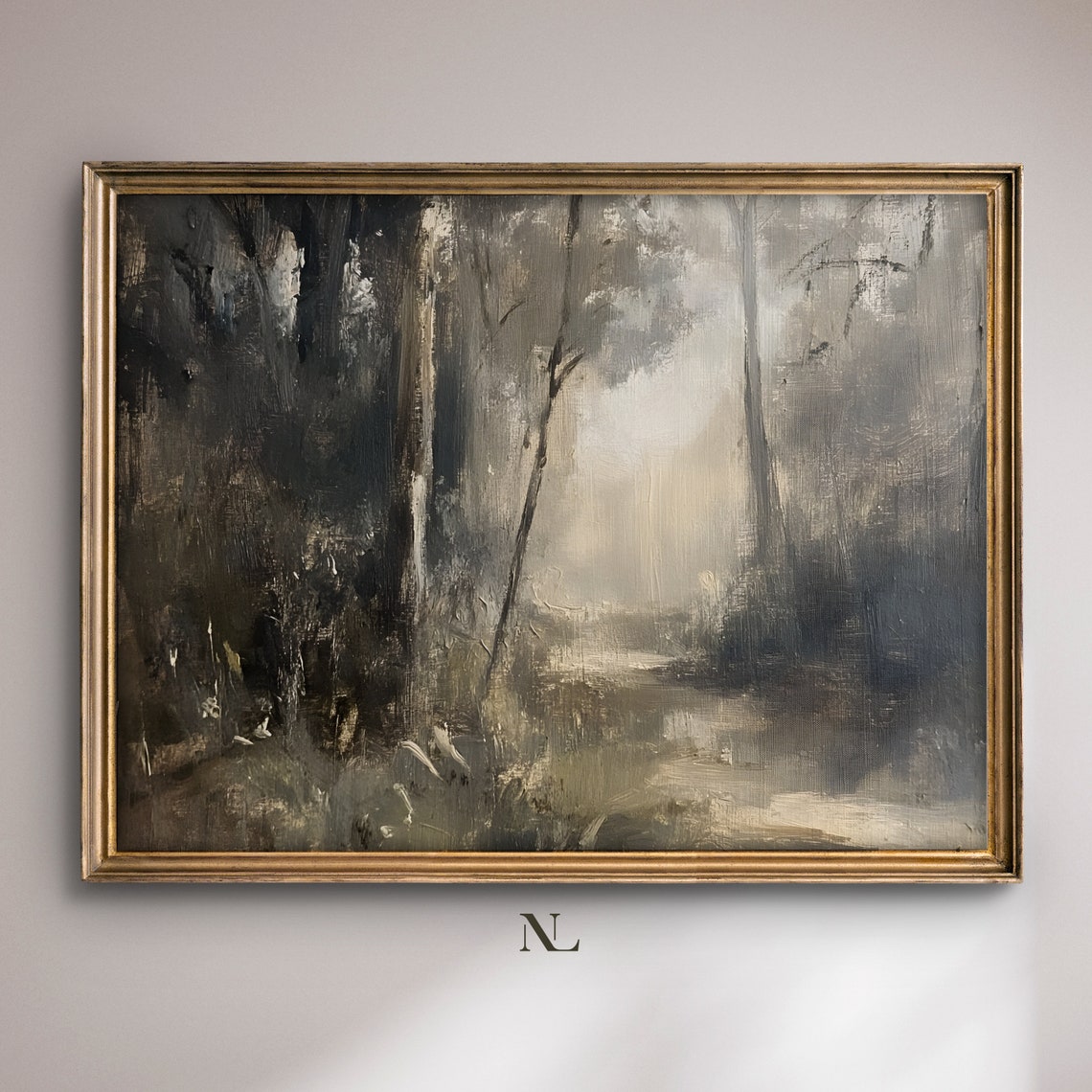 Dark Moody Forest With Light Through Trees Atmospheric Poster