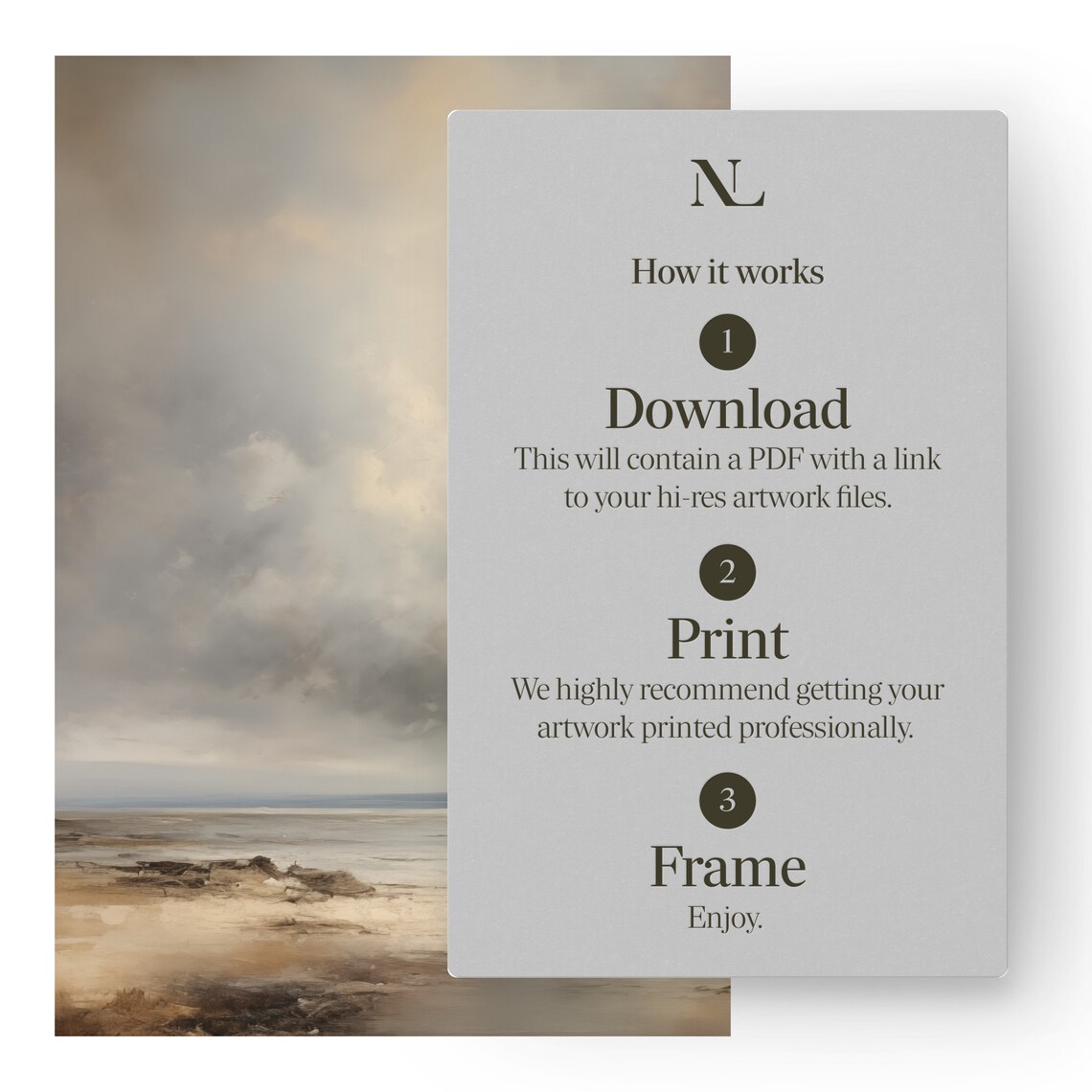 Misty Coastal Shoreline Under Stormy Sky Vintage Style Seascape Poster - Image 4