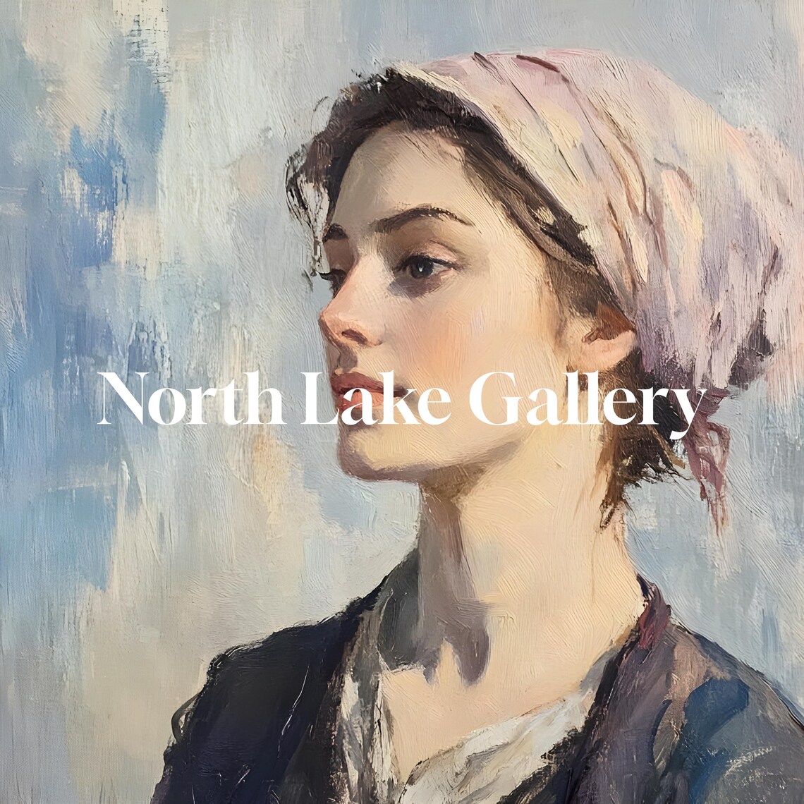 Woman In Pink Headscarf Profile Impressionist Portrait Painting Poster - Image 4