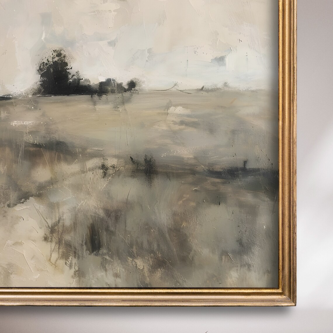 Minimalist Neutral Landscape Lone Tree Misty Field Artwork Poster - Image 7