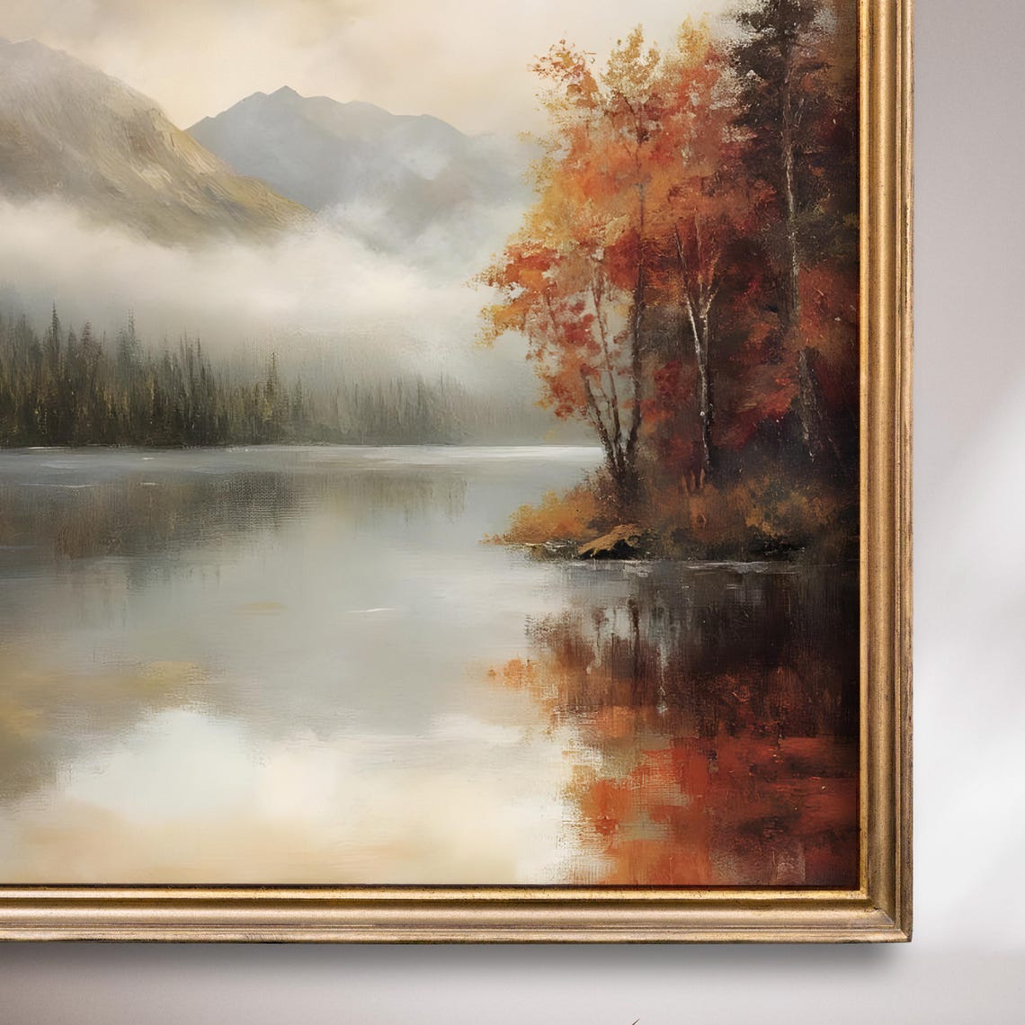 Autumn Mountain Lake With Misty Reflection Fall Colors Poster - Image 7