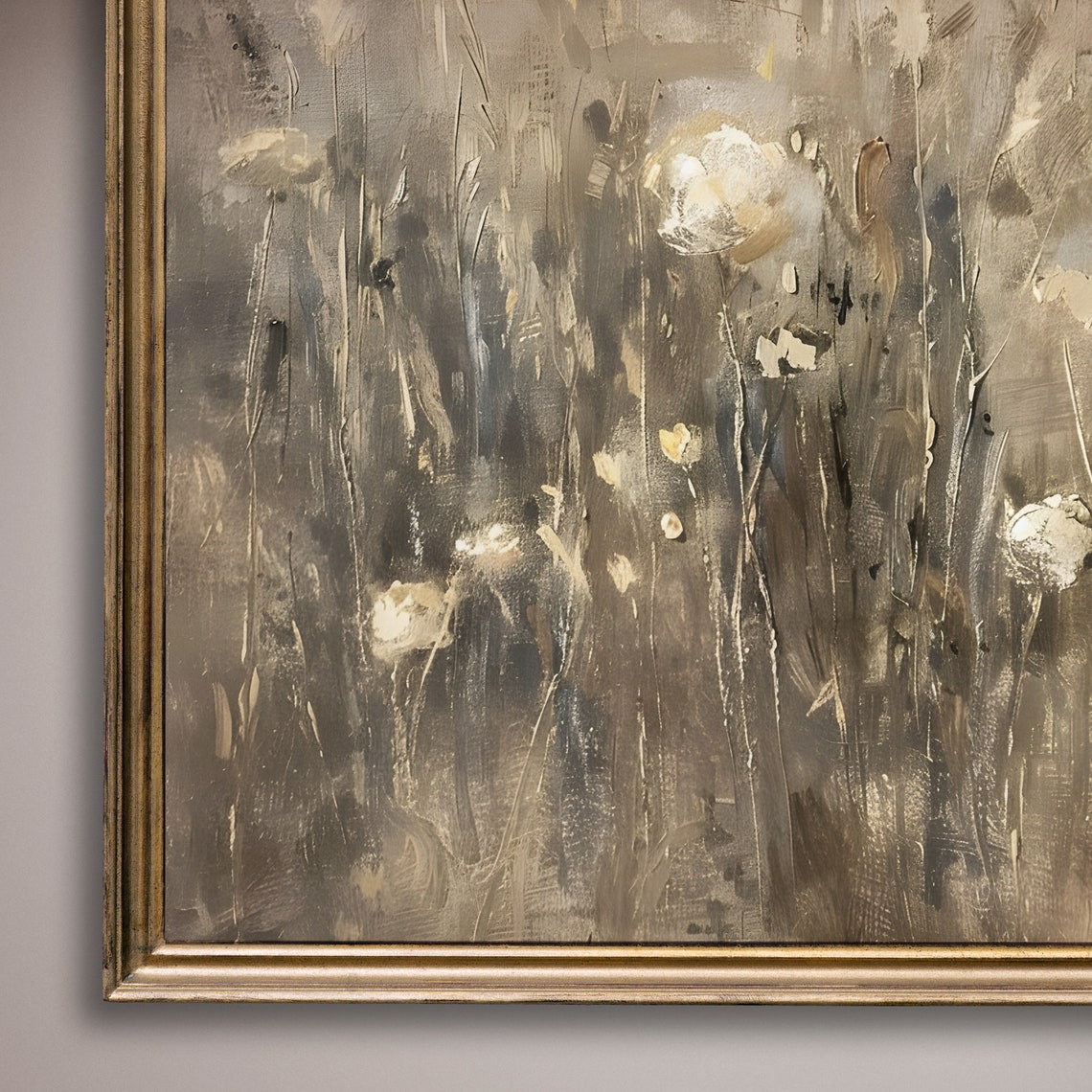 Neutral Beige Wildflower Meadow Soft Impressionist Floral Poster - Image 8