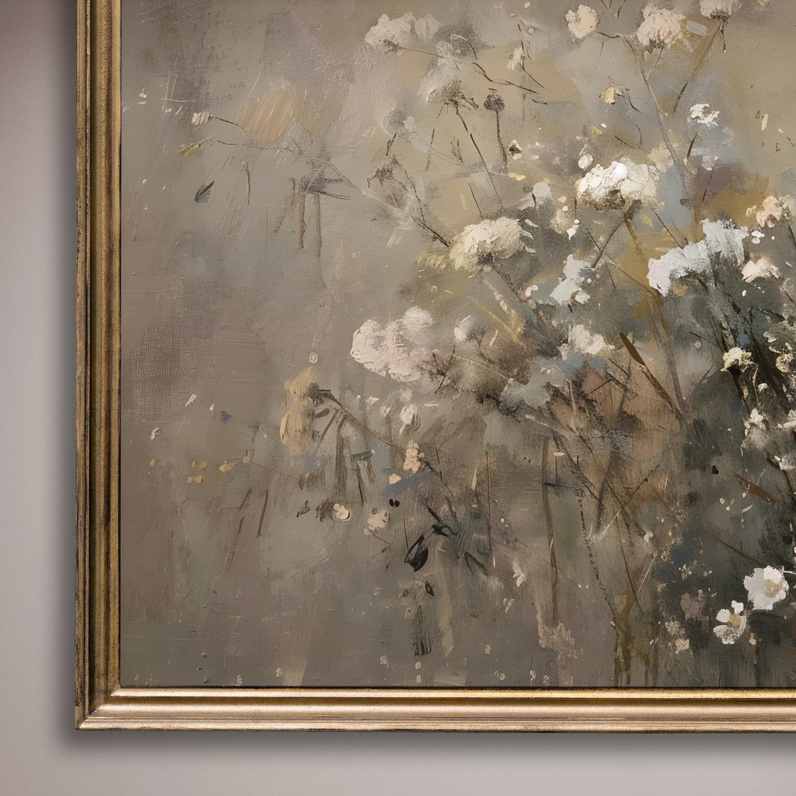 Neutral Wildflower Bouquet Soft Beige Farmhouse Floral Art Poster - Image 8