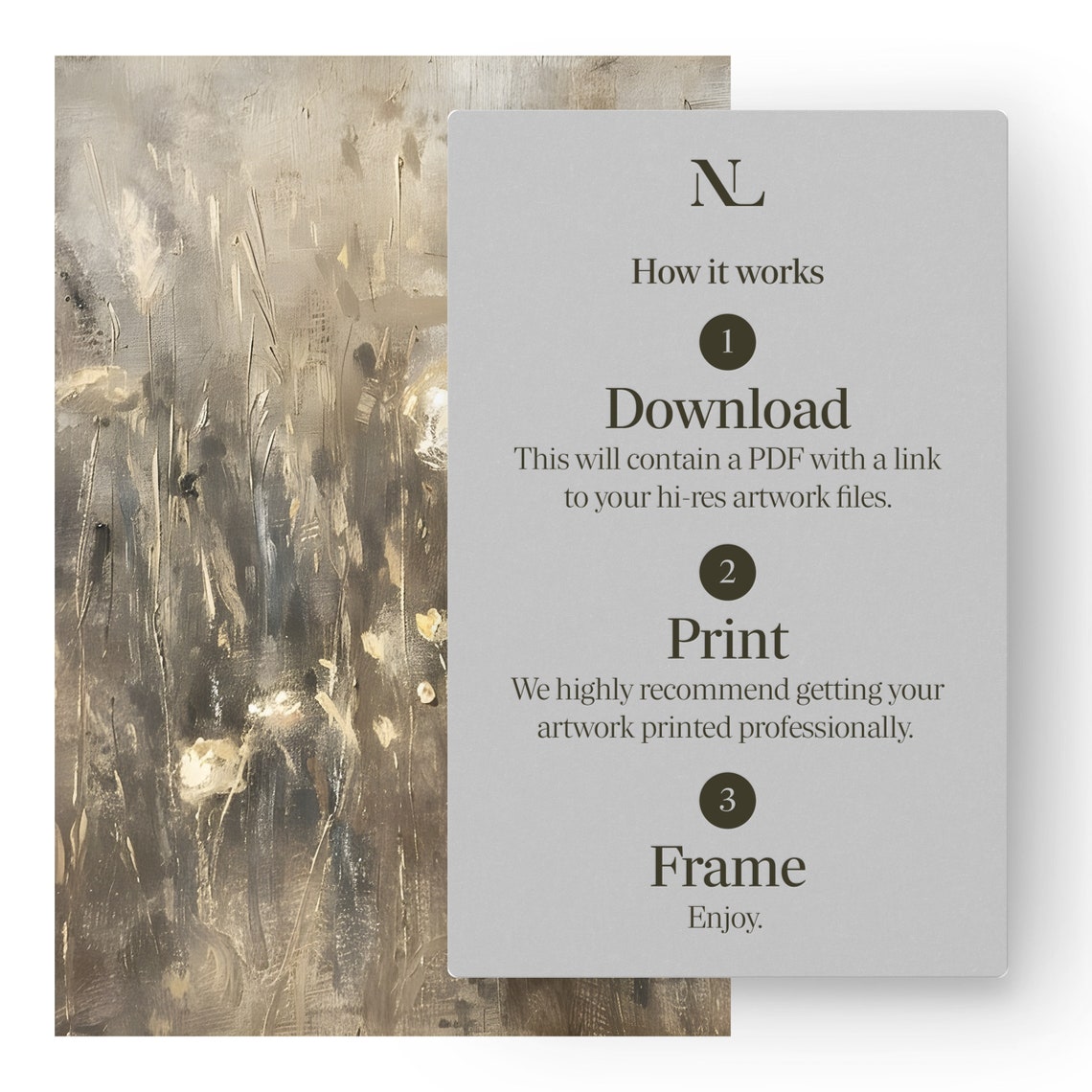 Neutral Beige Wildflower Meadow Soft Impressionist Floral Poster - Image 2