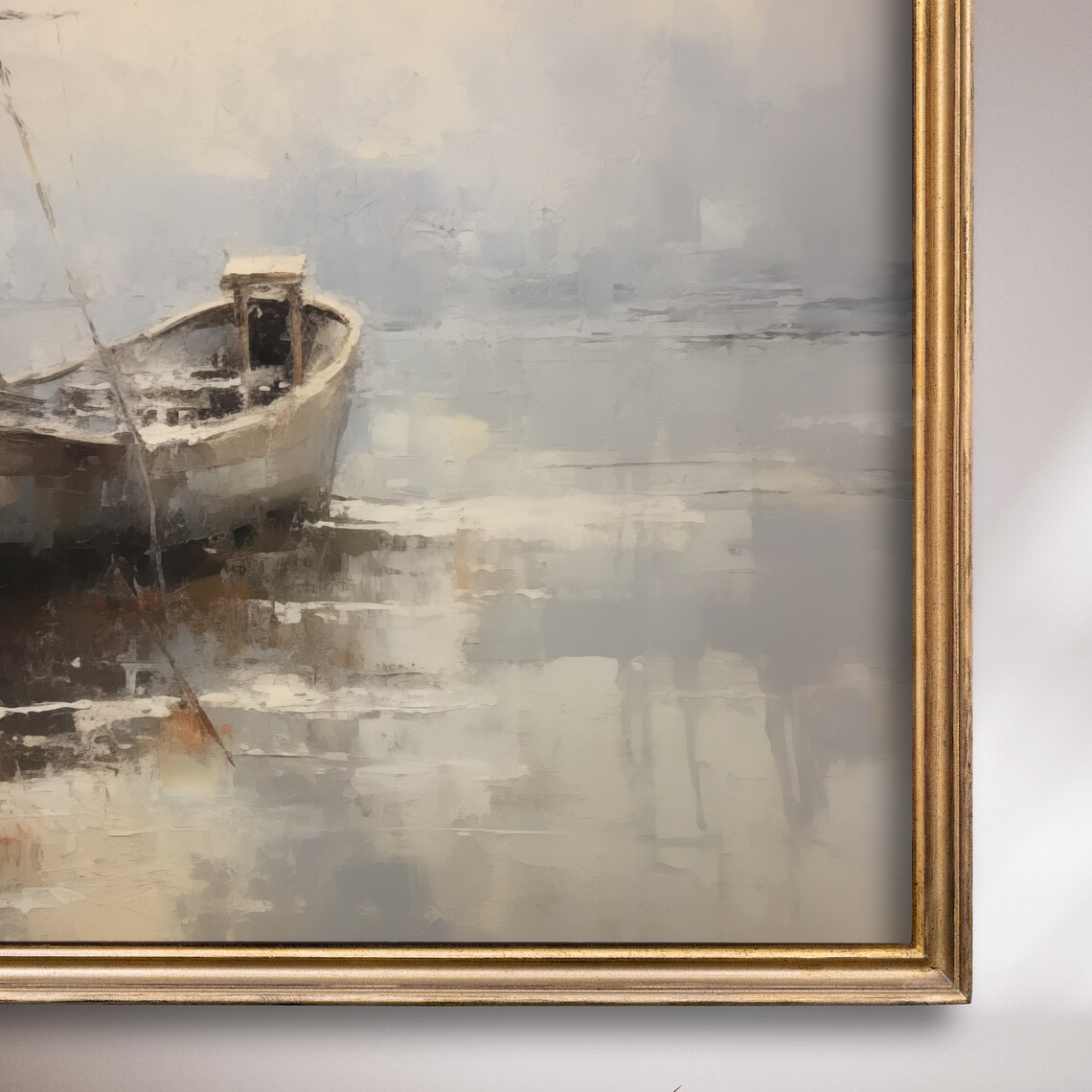 Lone Fisherman Wooden Boat Misty Water Vintage Fishing Poster - Image 7