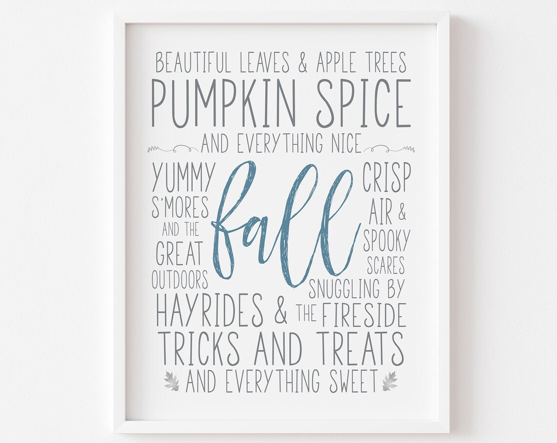 Fall Favorites Subway Art Poster, Farmhouse Decor