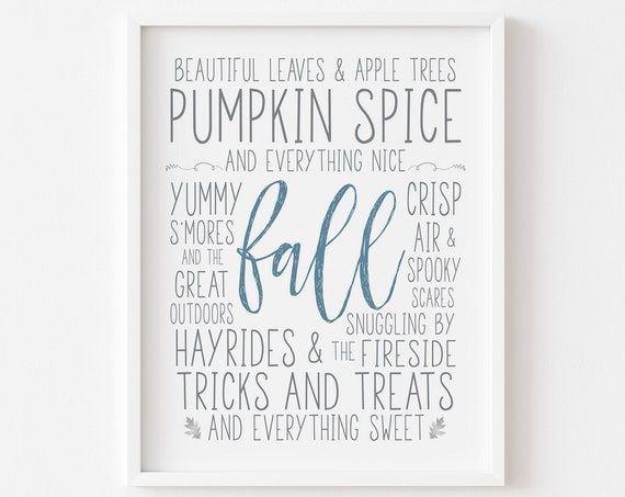 Fall Favorites Subway Art Poster, Farmhouse Decor
