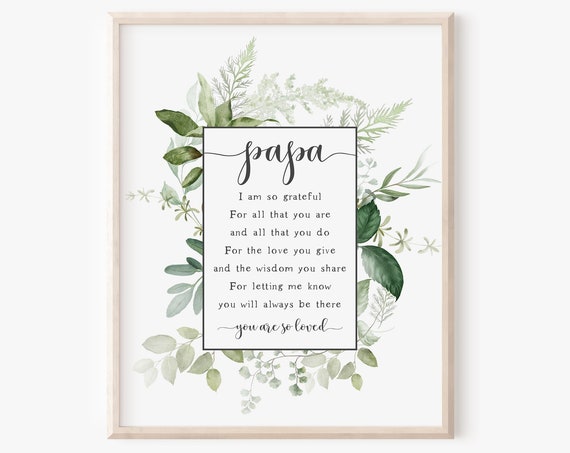 Instant Papa Quote Heartfelt Fathers Day Poem Unique Keepsake Gift Original Quote 2019 Snowberry Design Loft