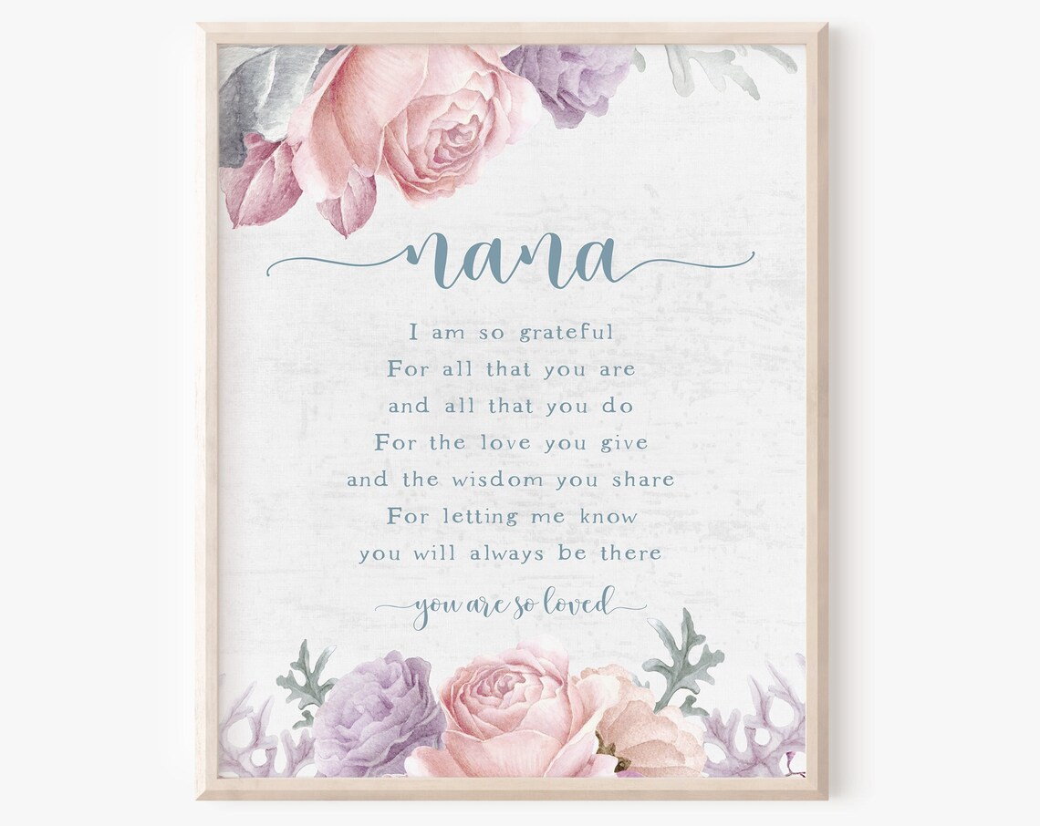 Instant Nana Quote Birthday Keepsake Gift, Heartfelt Saying