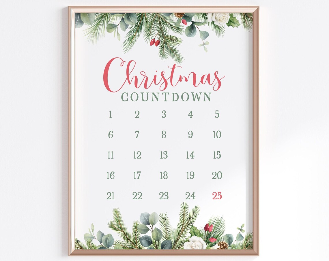 Days Until Christmas Countdown Sign, Holiday Art Print - Image 3