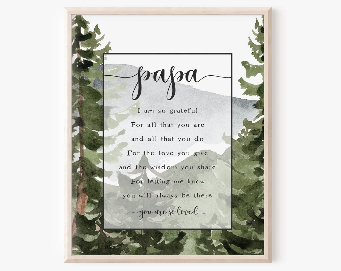 Instant Papa Quote Heartfelt Father's Day Poem Art Print