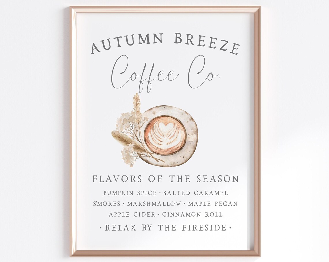 Cozy Autumn Cafe Seasonal Coffee Menu Sign