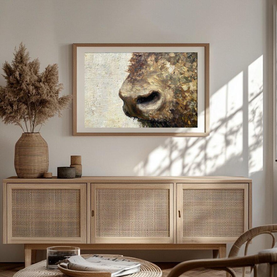 Impasto Cow Muzzle Close Up Textured Oil Painting Art Poster - Image 3