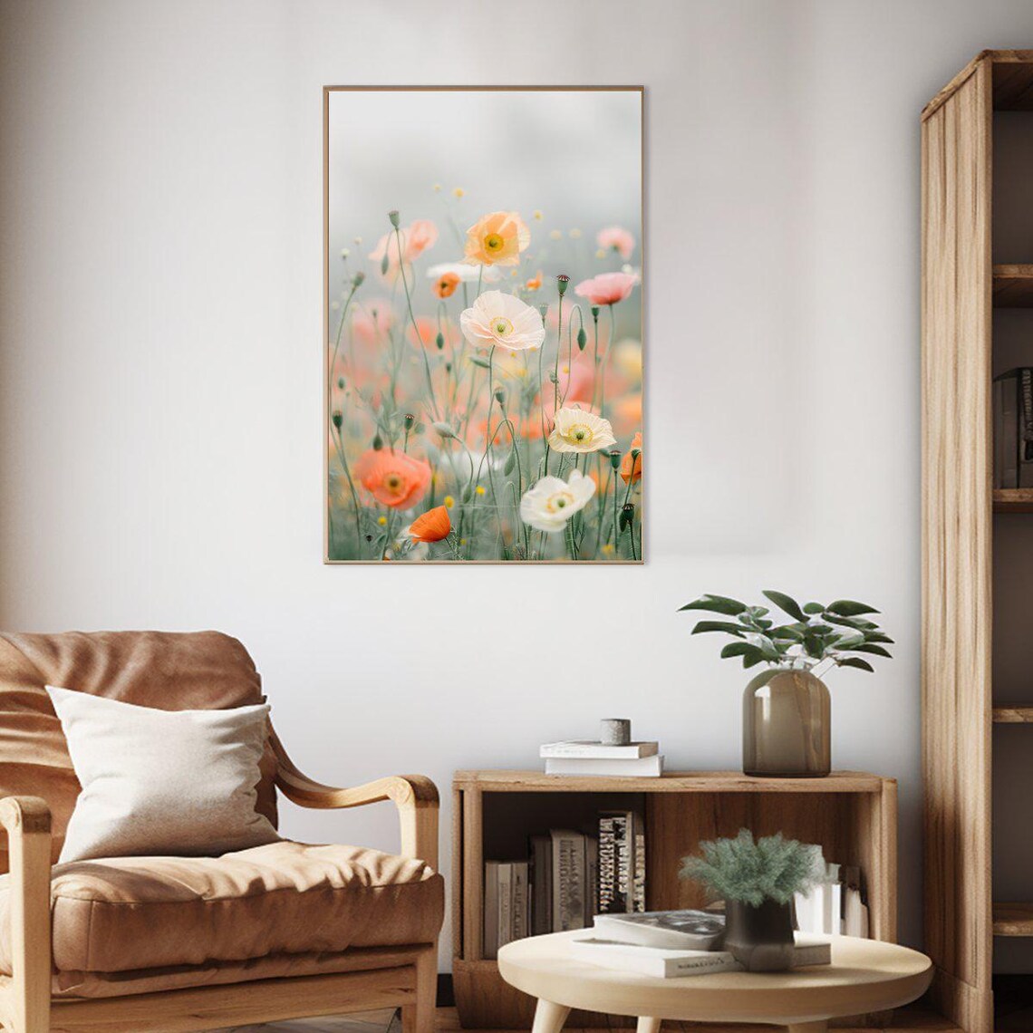 Soft Pastel Wildflower Poppy Field Floral Photography Poster - Image 2