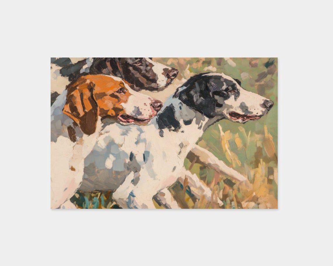Three Dogs In Profile Painterly Canine Portrait Artwork Poster - Image 2