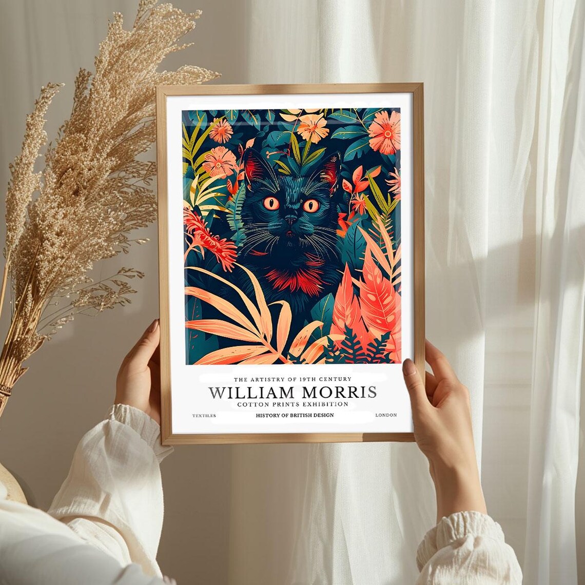 William Morris Black Cat Jungle Foliage Cotton Prints Exhibition Poster - Image 3