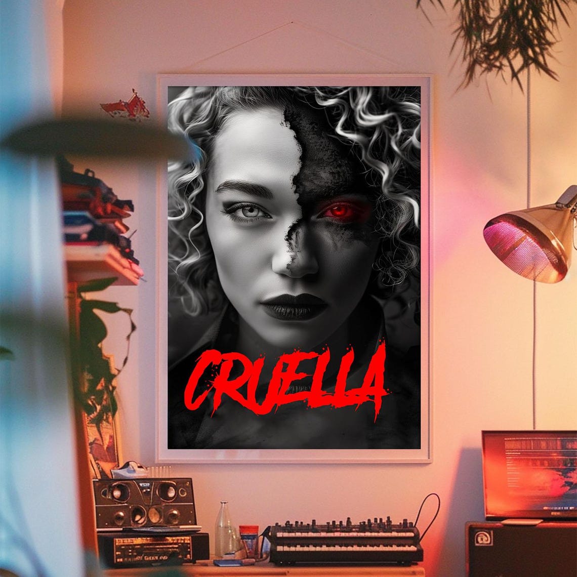 Cruella Split Face Dark Villain Portrait Horror Style Poster - Image 2