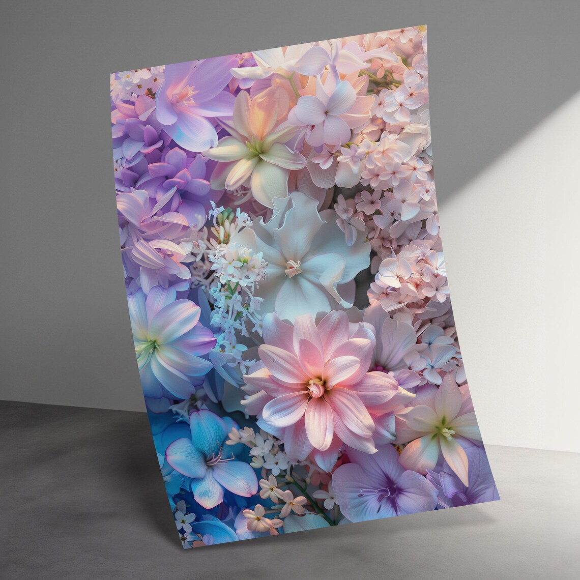 Pastel Floral Collage Pink Lavender Blue Dreamy Flower Art Poster - Image 3