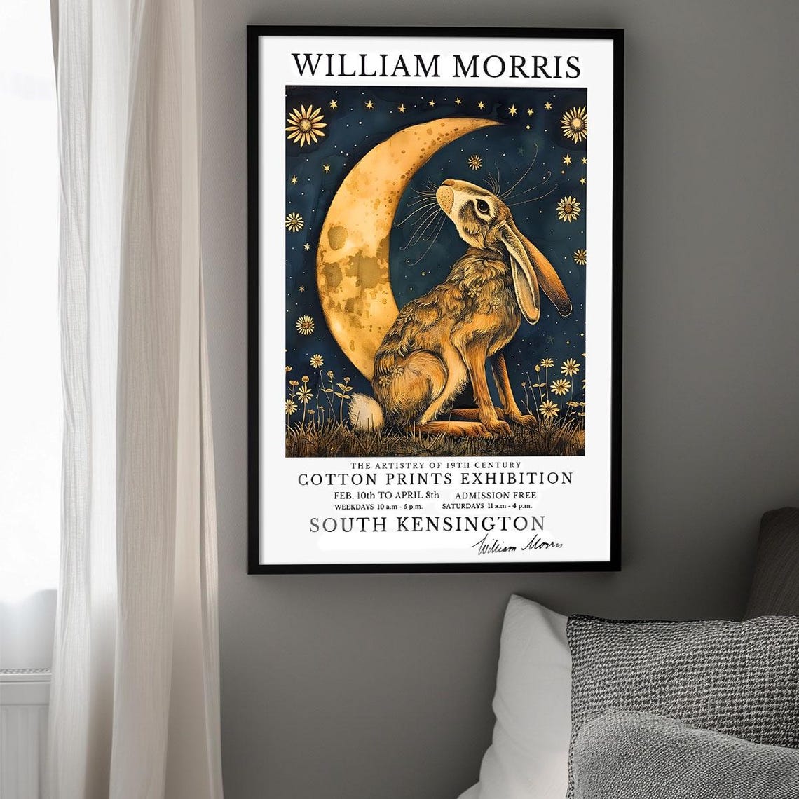 William Morris Hare With Golden Crescent Moon Exhibition Poster - Image 2