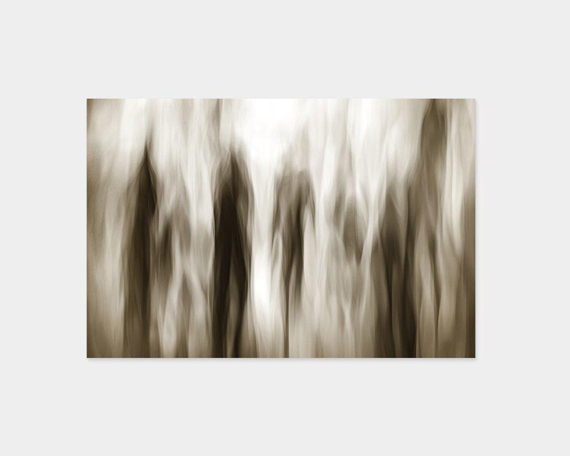 Sepia Blurred Abstract Smoke Streaks Neutral Modern Landscape Poster - Image 2
