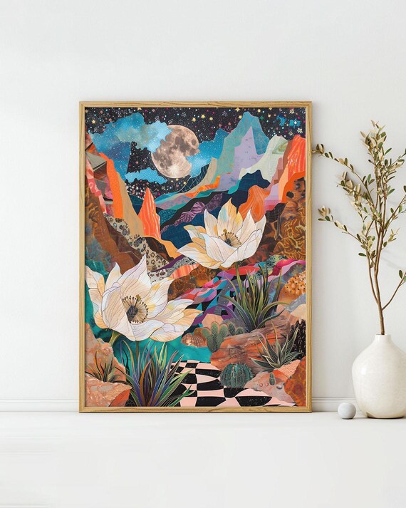 Desert Dreamscape California Art Poster Midcentury Modern Travel Wall Art Painting As Print Unique Design