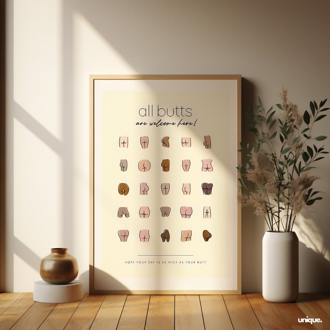 Cheeky All Butts Are Welcome Here Funny Bathroom Humor Poster