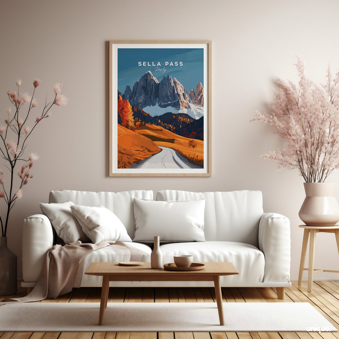 Sella Pass Italy Dolomites Mountain Road Vintage Travel Poster - Image 2