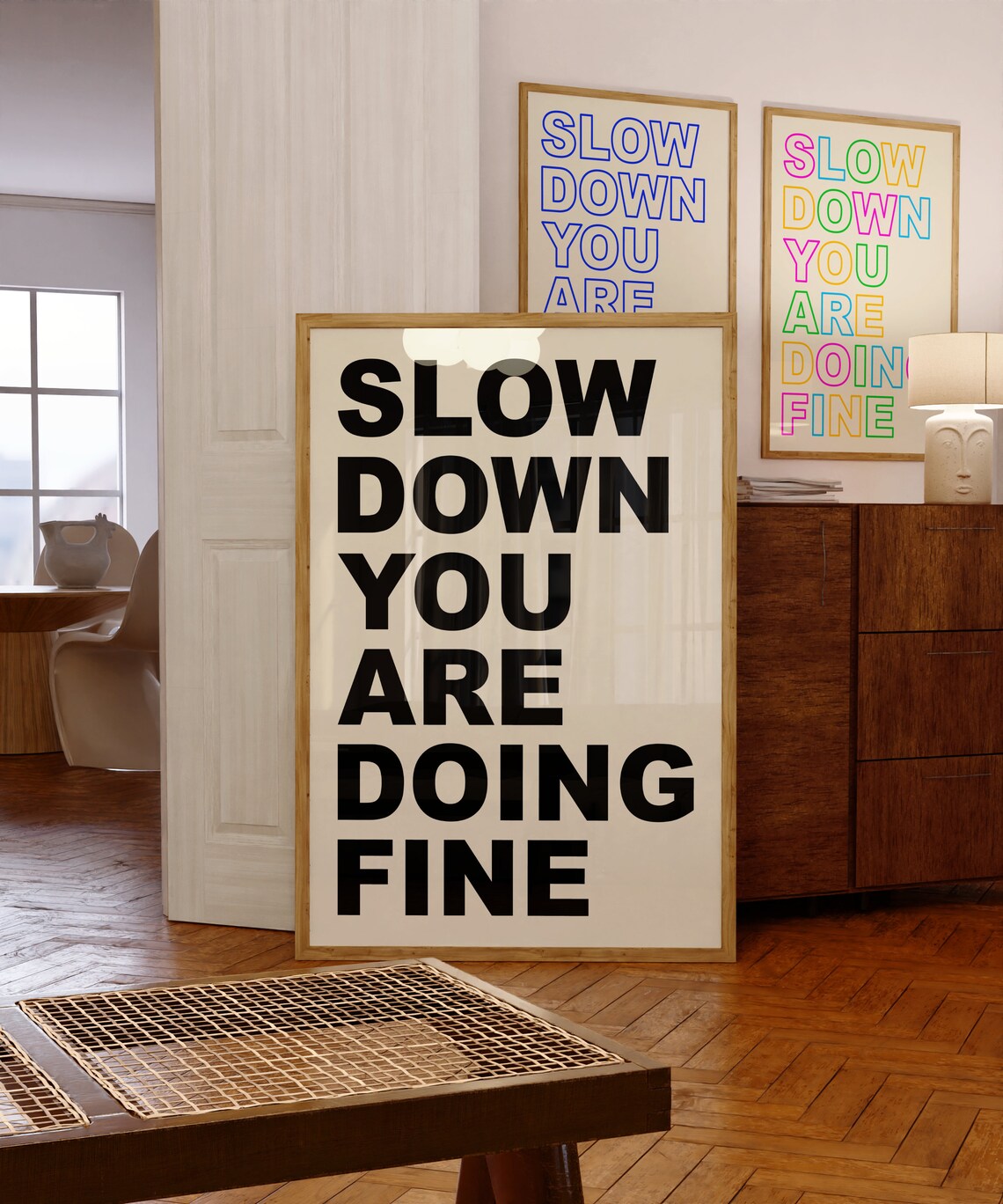 Slow Down You Are Doing Fine Black Motivational Print Inspirational Wall Decor Signs Dorm Quote