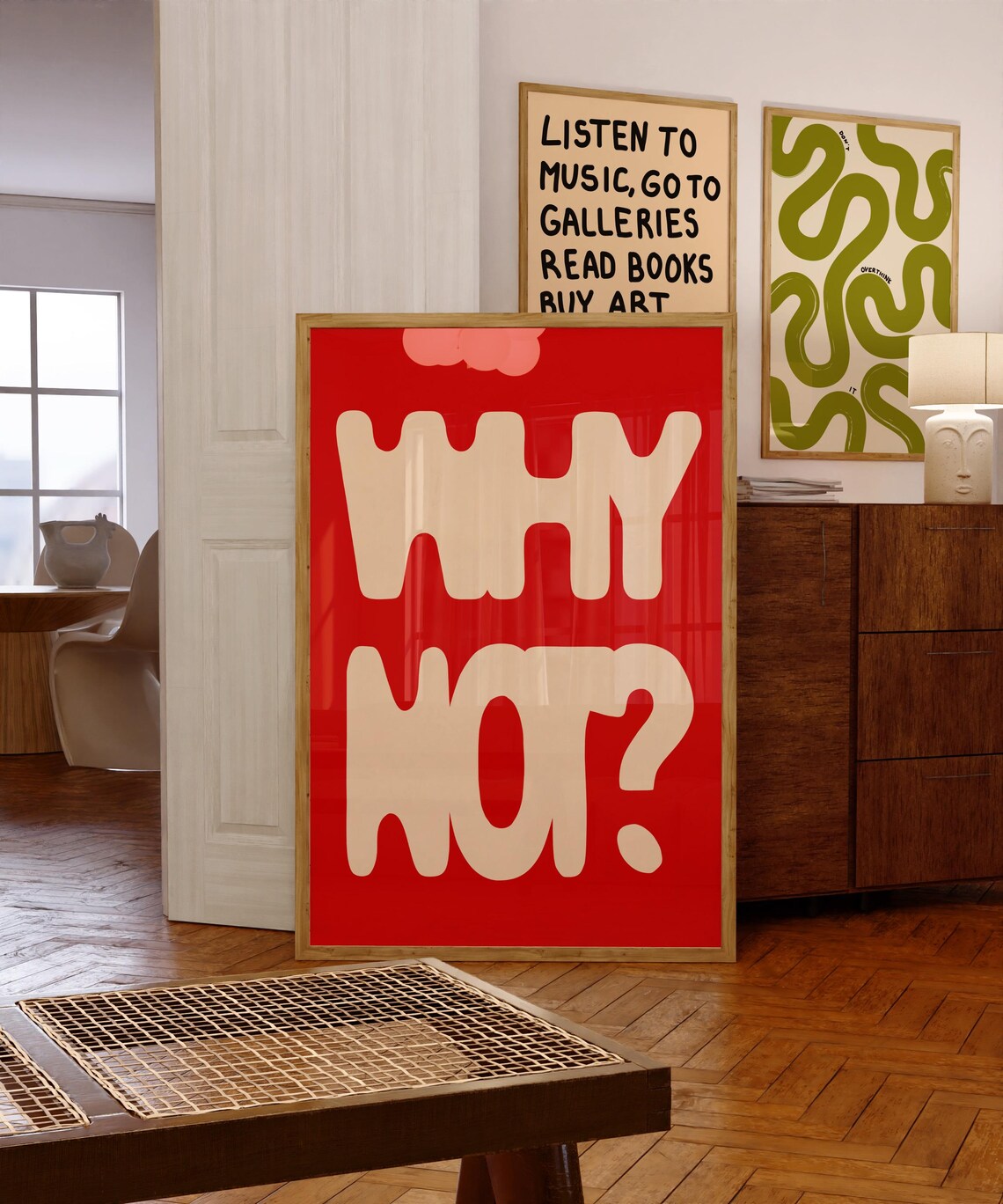 Why Not Positive Minimalist Poster, Retro Modern Art