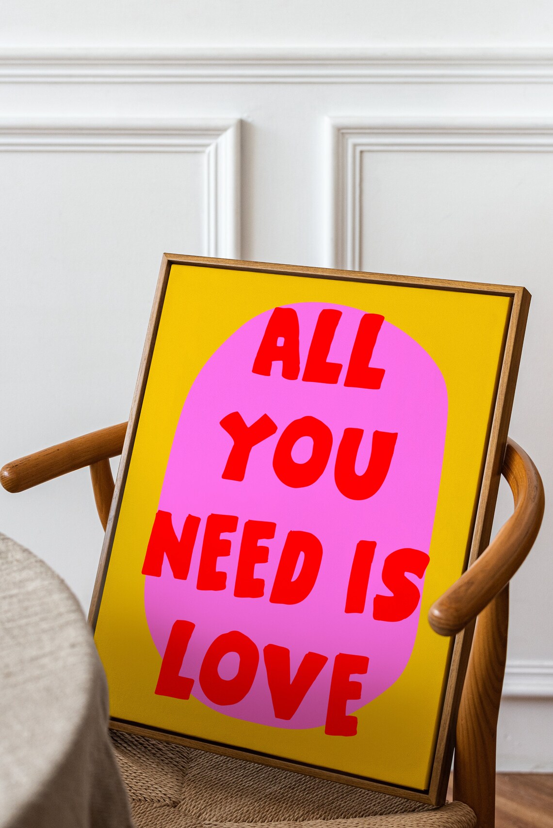 All You Need Is Love Yellow Pink Red Bold Retro Quote Poster