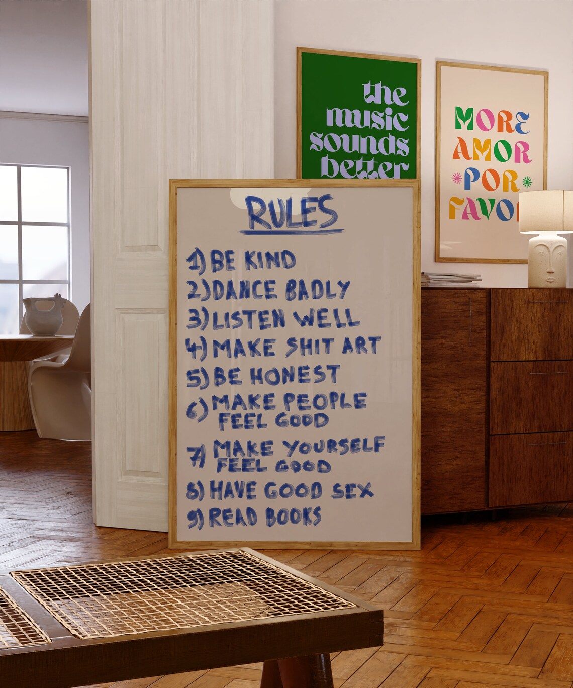 Rules Minimalist Retro Art Print, Modern Decor