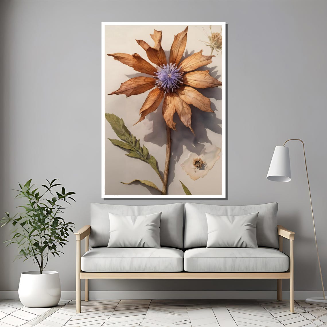 Rustic Dried Flower Pressed Botanical Copper Tones Nature Poster - Image 2