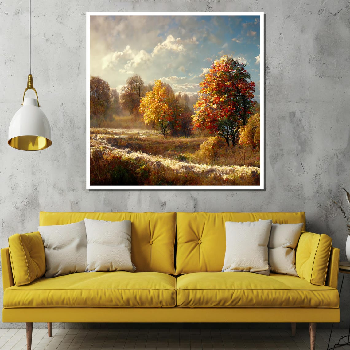 Golden Autumn Forest Meadow Sunlight Serene Landscape Poster - Image 2