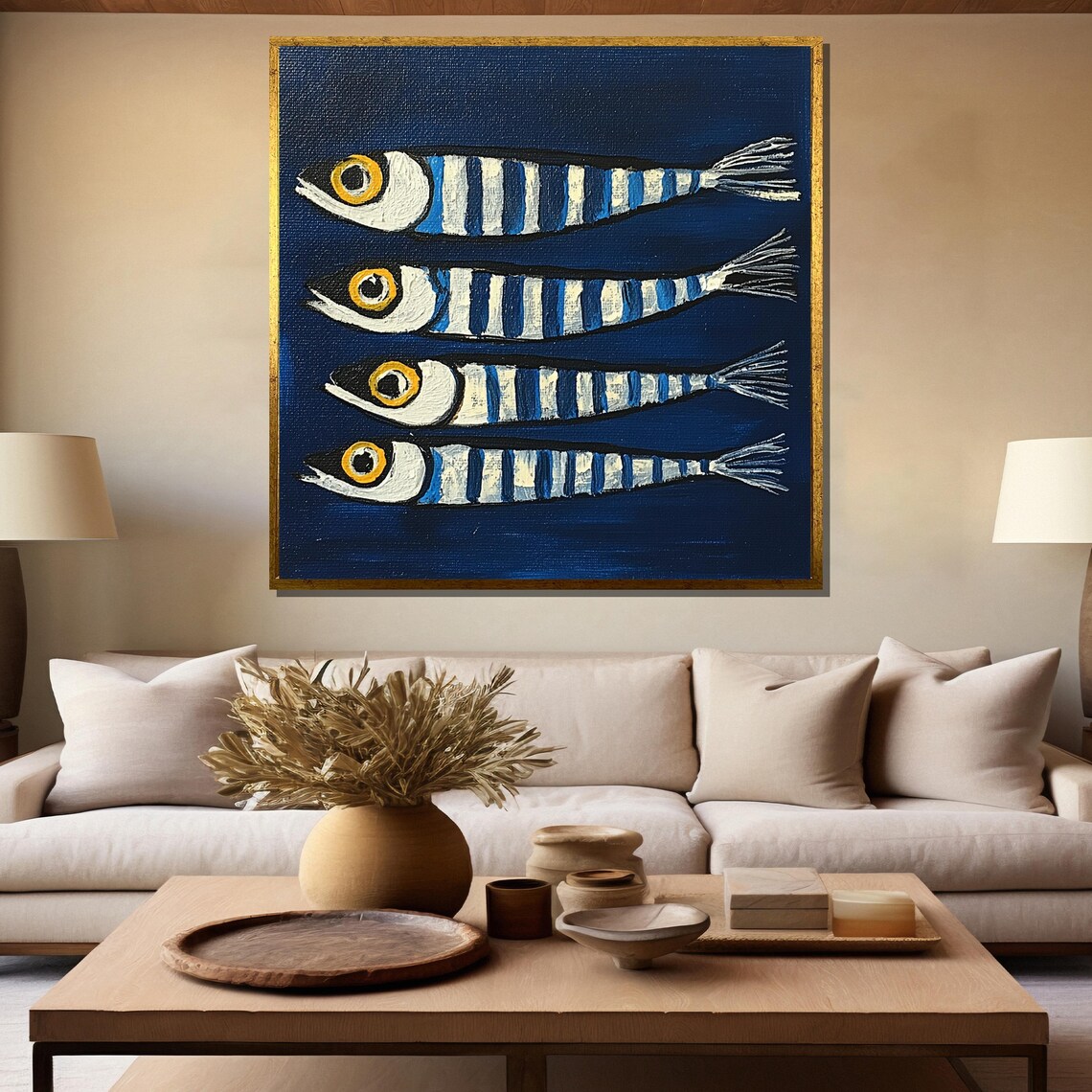 Whimsical Sardines Nautical Theme Wall Art Print - Image 5