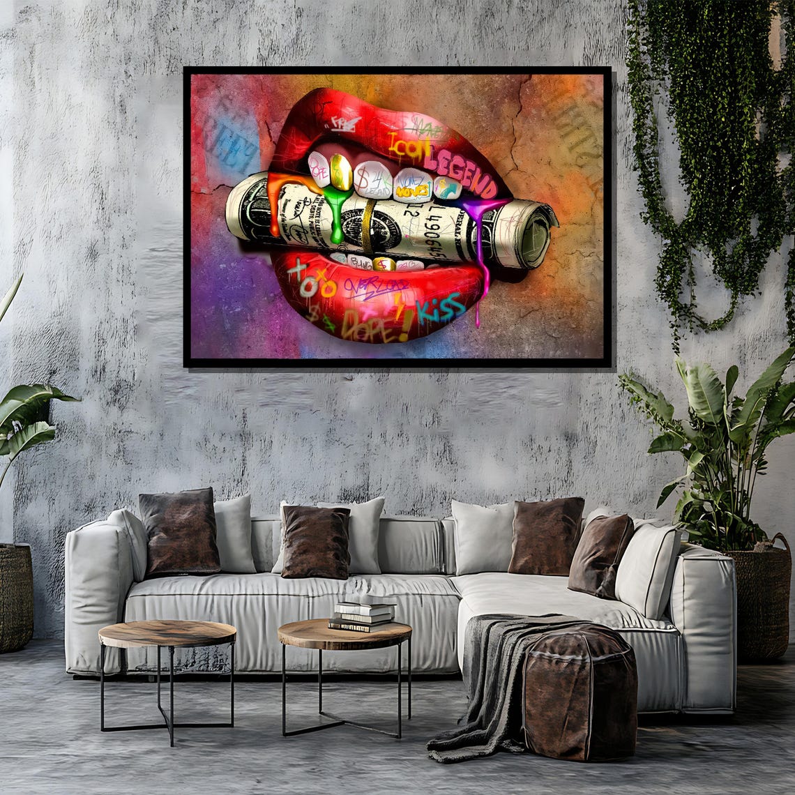 Graffiti Lips Biting Money Roll Legend Fashion Pop Art Poster - Image 4