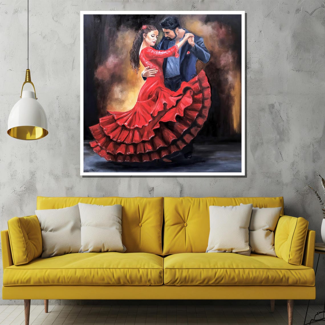 Flamenco Dancers In Red Dress Passionate Spanish Dance Painting Poster - Image 2