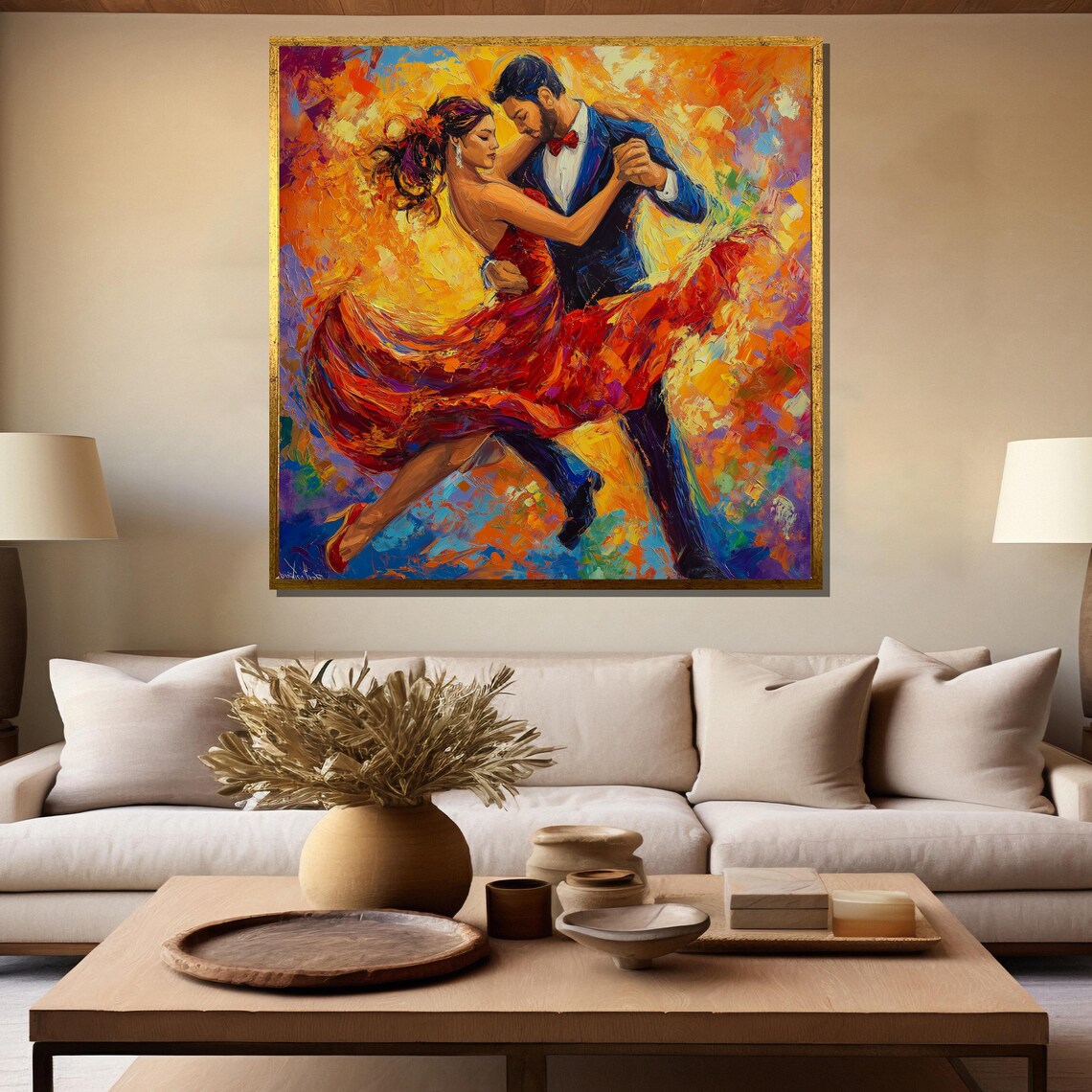 Fiery Tango Couple in Red Dress Impasto Oil Painting Wall Poster - Image 5
