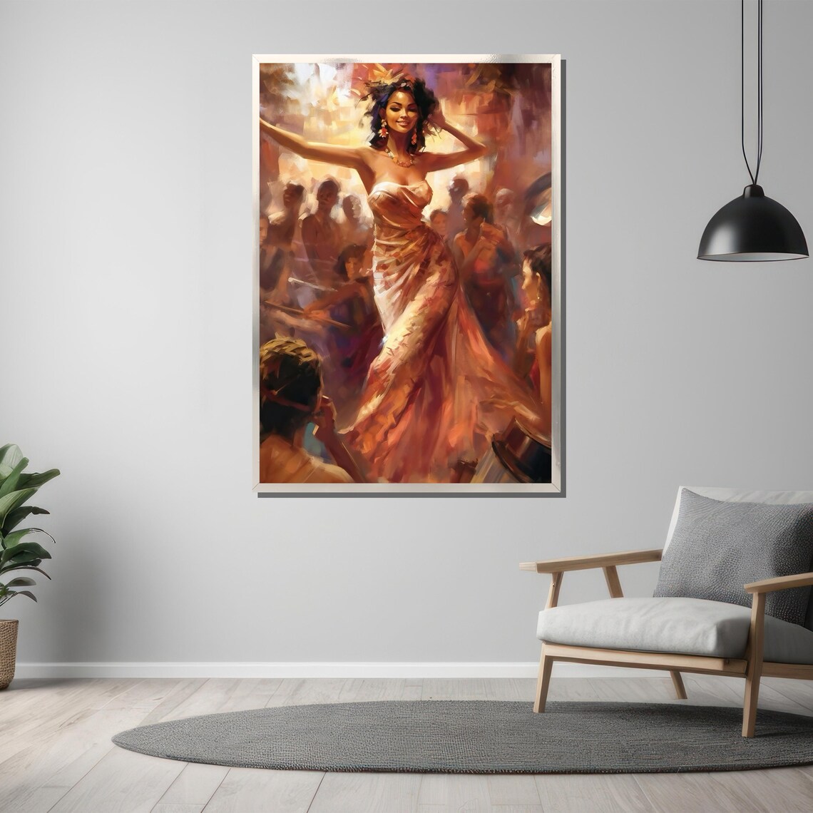 Flamenco Dancer Celebrating in Warm Golden Crowd Painting Poster - Image 3