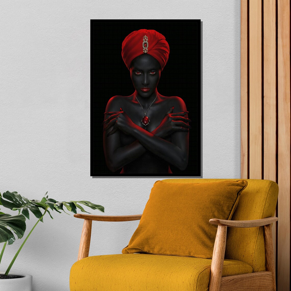 Mysterious Dark Woman In Red Turban With Jewel Gothic Art Poster - Image 4