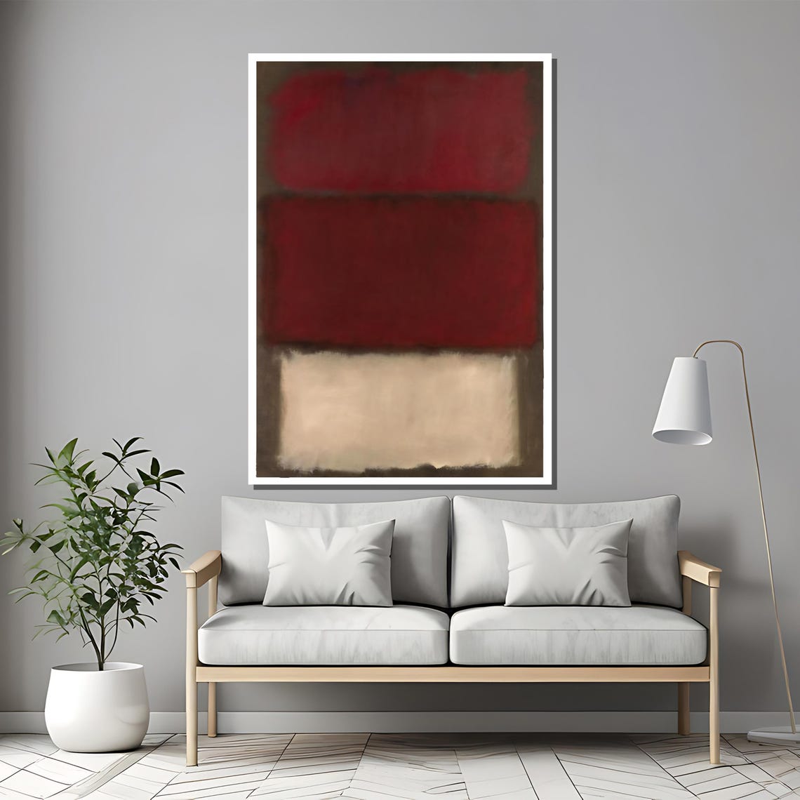 Mark Rothko Deep Red And Neutral Painting Sophisticated Abstract Art Gift For Modern And Elegant Home Decor - Image 2